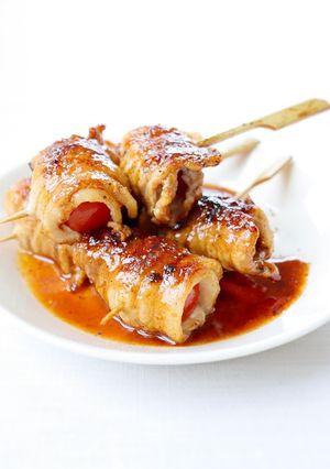 ジュワっと美味しい【トマトの豚巻き串】-レシピのメイン写真