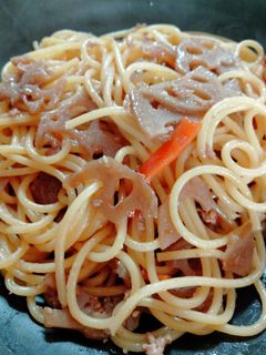 蓮根のきんぴらの和風パスタ-レシピのメイン写真