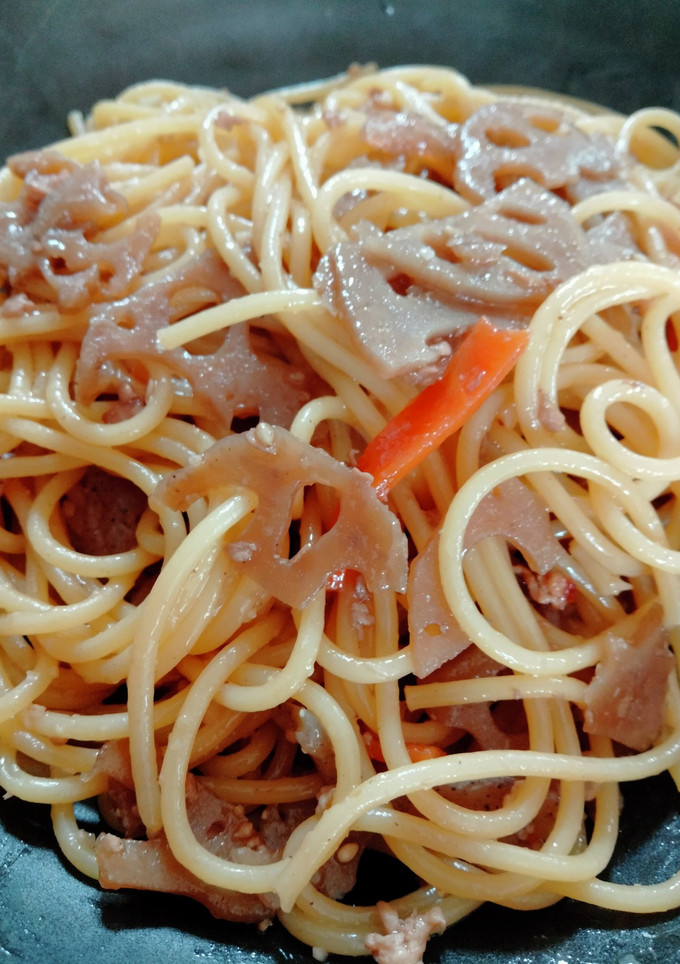 蓮根のきんぴらの和風パスタ-レシピのメイン写真