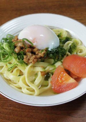 アオサと納豆のスープパスタ-レシピのメイン写真