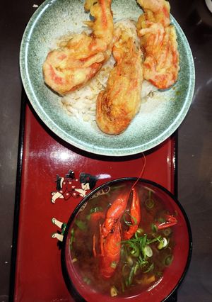 ザリガニ天丼＆ザリガニの味噌汁-レシピのメイン写真