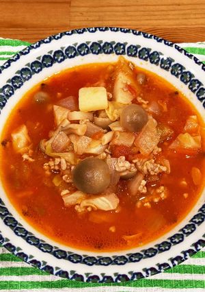 ひき肉で⭐︎野菜たっぷりミネストローネ-レシピのメイン写真