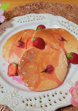 春色♪桜パンケーキ-レシピのメイン写真