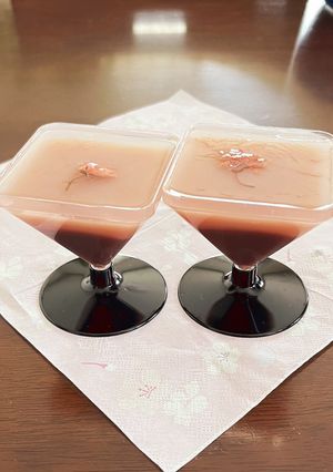 桜といちごとあんこ　春のお花見3層ゼリー-レシピのメイン写真