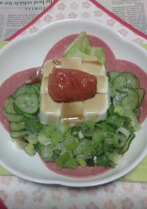ビアソきゅうりの塩もみ＋明太載せ冷奴-レシピのメイン写真