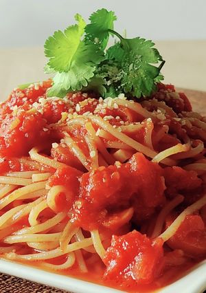 パスタ☆みょうがトマトソース☆昼食お弁当-レシピのメイン写真