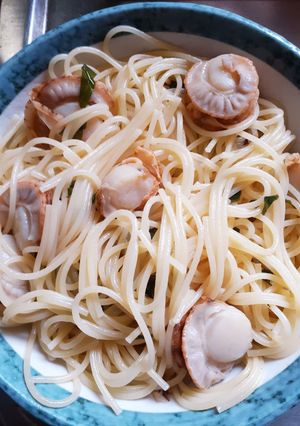 簡単★ベビーホタテとバジルオイルのパスタ-レシピのメイン写真
