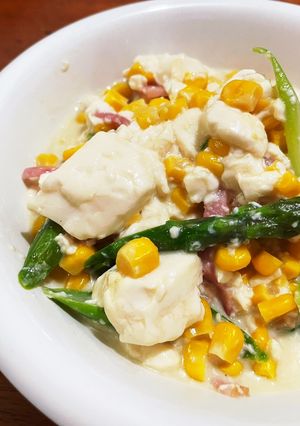 豆腐アスパラチーズのスプーンで食べる炒め-レシピのメイン写真