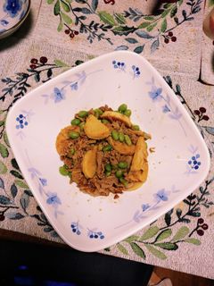 豚もも肉とタケノコと枝豆を焼肉のタレで!-レシピのメイン写真