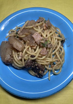 牛肉とじゃがいもとニンニク多めのパスタ-レシピのメイン写真