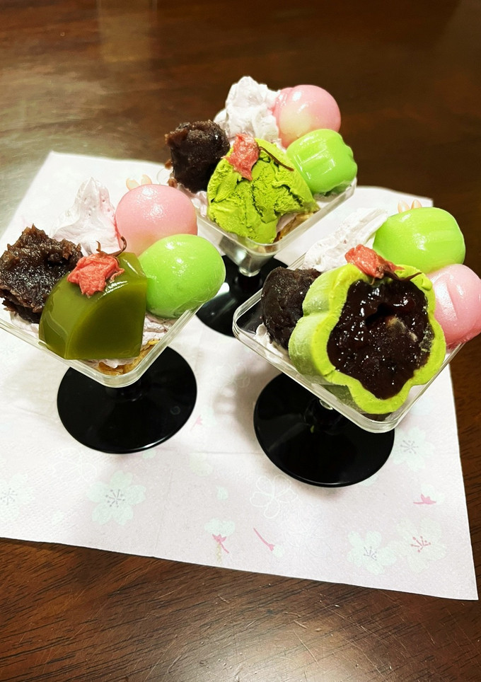 桜と抹茶とあんこで　春のお花見和パフェ-レシピのメイン写真