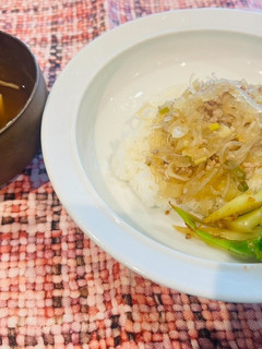 保育園給食★ミンチと春雨のあんかけ丼-レシピのメイン写真