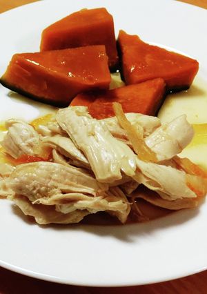 かぼちゃと茹で鶏のゆずジャム煮-レシピのメイン写真