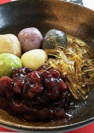 春の五色白玉団子と糸寒天のくずきり風-レシピのメイン写真