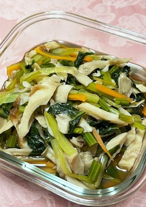小松菜とキノコ、ちくわの甘辛煮-レシピのメイン写真