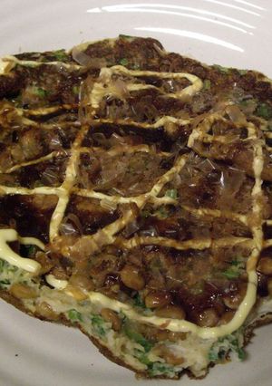 納豆＆れんこんでﾍﾙｼｰお好み焼き-レシピのメイン写真