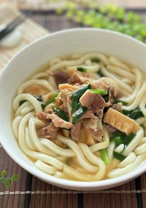 肉ニラきつねうどん-レシピのメイン写真