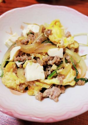 適当！水無と玉ねぎと豆腐の炒り卵-レシピのメイン写真