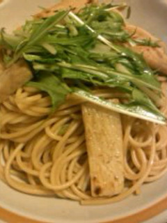 水菜と長芋のバター醤油パスタ-レシピのメイン写真