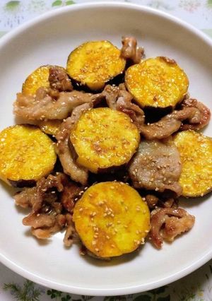 簡単夕飯！豚こまと薩摩芋の味噌炒め弁当おつまみ-レシピのメイン写真