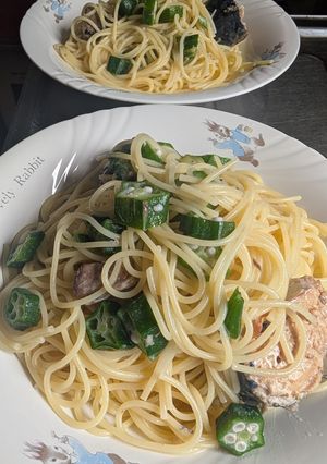 簡単★サバ水煮缶とオクラのパスタ-レシピのメイン写真