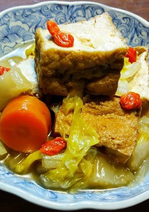 厚揚げと白菜と人参の煮物　クコの実入り-レシピのメイン写真