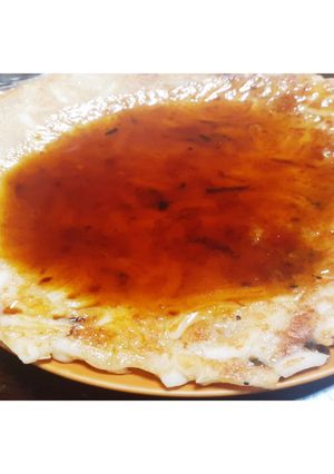 うどんと煎餅でモチモチ焼き-レシピのメイン写真