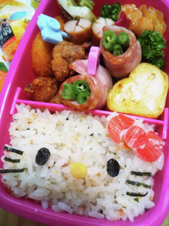 今日の時短簡単30分弁当(キティちゃん)-レシピのメイン写真