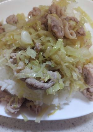 豚肉とキャベツのめんつゆ丼-レシピのメイン写真