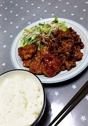 どちらも食べたい！豚鶏の甘辛炒め-レシピのメイン写真