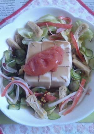 きゅうり春キャベツ刻みあげの酢の物＋冷奴-レシピのメイン写真