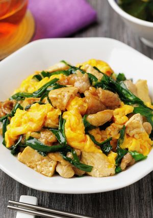 豚こま豆腐のニラ玉炒め-レシピのメイン写真