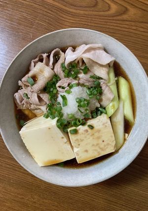 お鍋うどん 【豚バラ・豆腐・ねぎ】-レシピのメイン写真