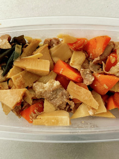 食べすぎ危険!豚こまとたけのこの煮物-レシピのメイン写真