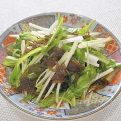 A picture of シャキシャキ♪水菜ともずくの酢の物.