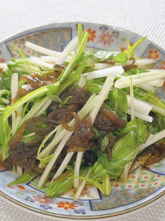 シャキシャキ♪水菜ともずくの酢の物-レシピのメイン写真