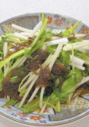 シャキシャキ♪水菜ともずくの酢の物-レシピのメイン写真