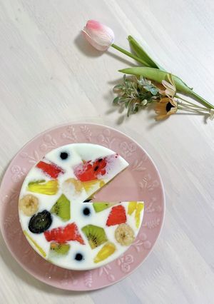 フルーツ牛乳かんケーキ-レシピのメイン写真
