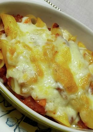 ペンネのコンビーフトマトソースグラタン-レシピのメイン写真