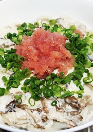 超簡単!たらこと舞茸のクリームうどん!!-レシピのメイン写真