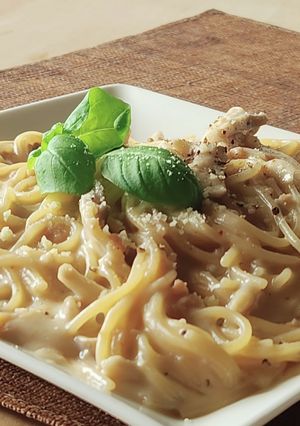 鮭☆鮭フレーク消費☆クリームパスタ☆昼食-レシピのメイン写真