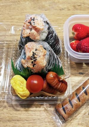 高2男子弁当！鮭明太マヨおにぎり弁当♪５-レシピのメイン写真
