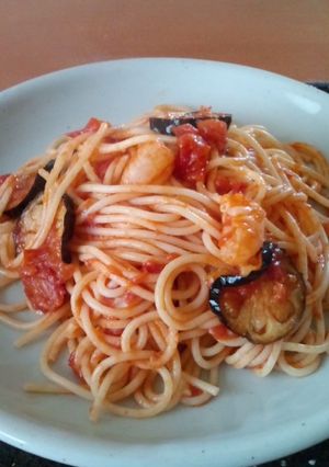 基本のトマトソースエビ・茄子入りパスタ★-レシピのメイン写真
