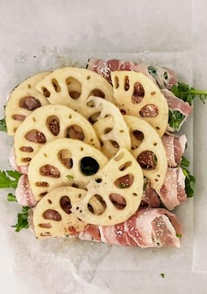 豚肉と春菊のくるくる蒸し-レシピのメイン写真