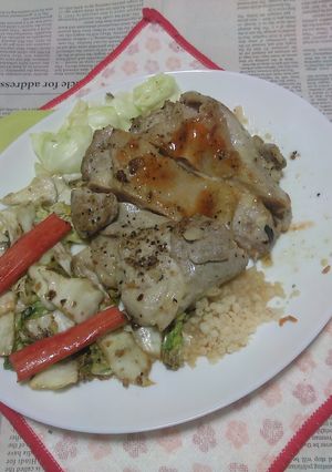 イシスキで若鶏のもも肉ステーキ春キャベツ-レシピのメイン写真