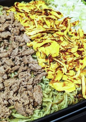中島菜手延べうどんでホットプレート瓦そば-レシピのメイン写真
