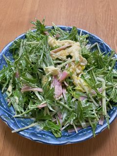 水菜とハムと卵のわさびマヨネーズ和え-レシピのメイン写真