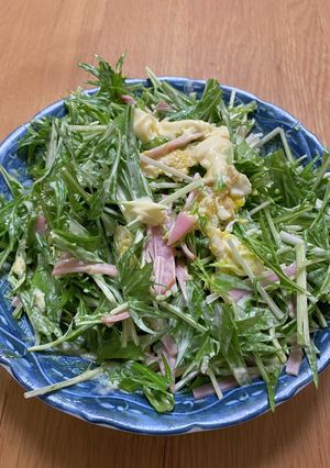 水菜とハムと卵のわさびマヨネーズ和え-レシピのメイン写真