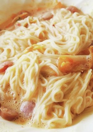 余ったそうめん☆旨辛濃厚キムチ麺☆昼食-レシピのメイン写真