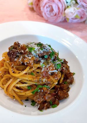ラム肉のラグーソースパスタ-レシピのメイン写真